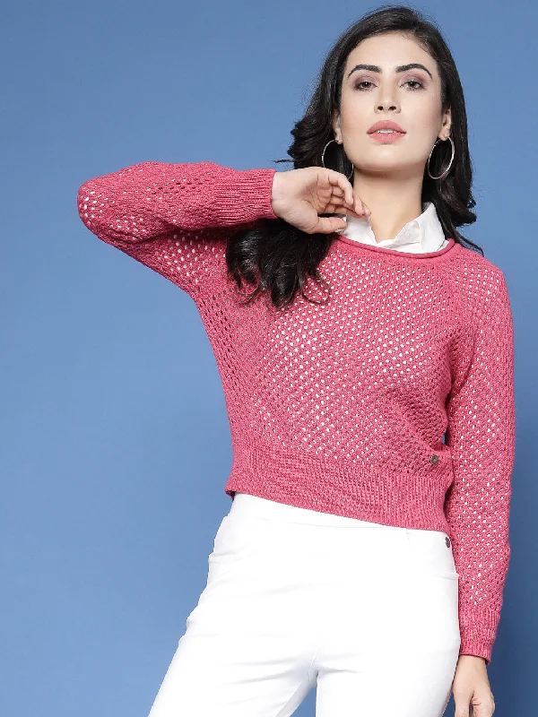 Cotton Pullover with Open Knit