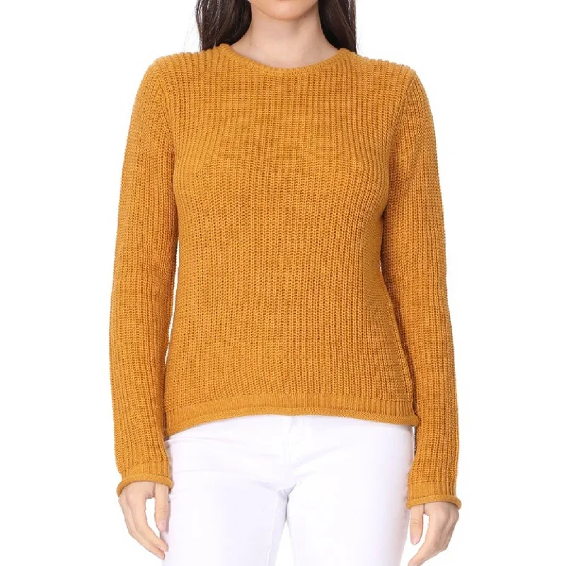 Crewneck Waffle Knit Long Sleeve Thin Pullover Sweater MK8176 (S-L)