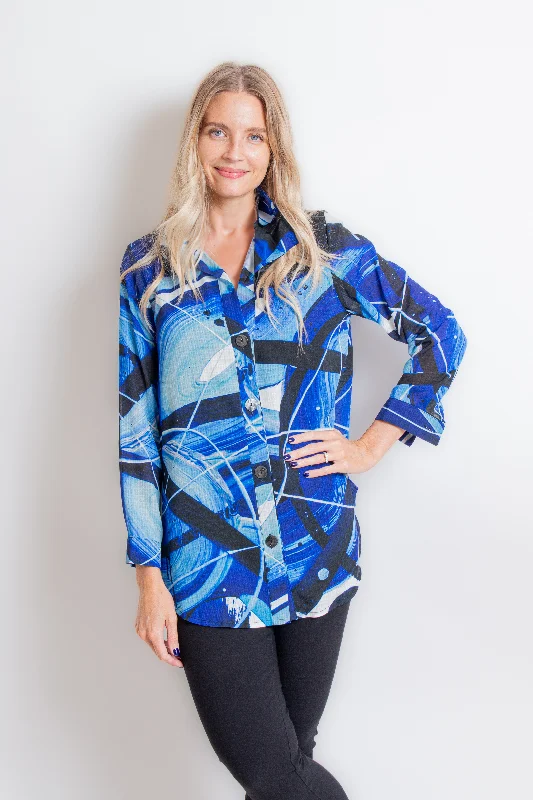 Neon Blue Space Long Shirt