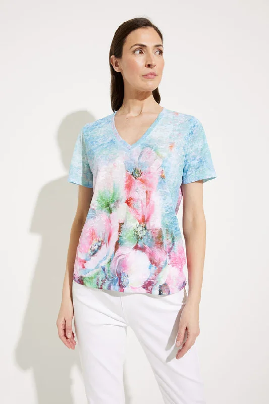 Blue & Pink Floral T-Shirt