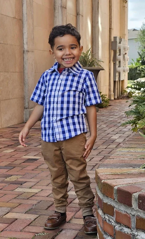 Boy’s Navy Checkered Collared Shirt