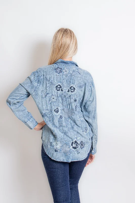 "Amara" Blue Denim Long Sleeve Shirt