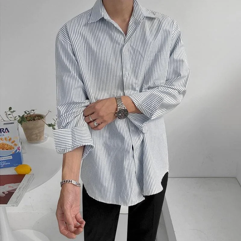 RT No. 8082 STRIPED BUTTON-UP COLLAR SHIRT