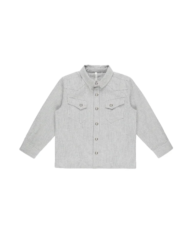 The Western Shirt by Rylee + Cru - Blue Micro Stripe - KIDS